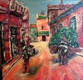 Street Peddler.  Oil on canvas